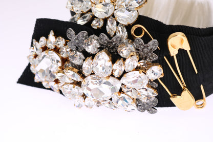 Dolce &amp; Gabbana Black Crystal White Hair Parrucchiera Headband Diadem