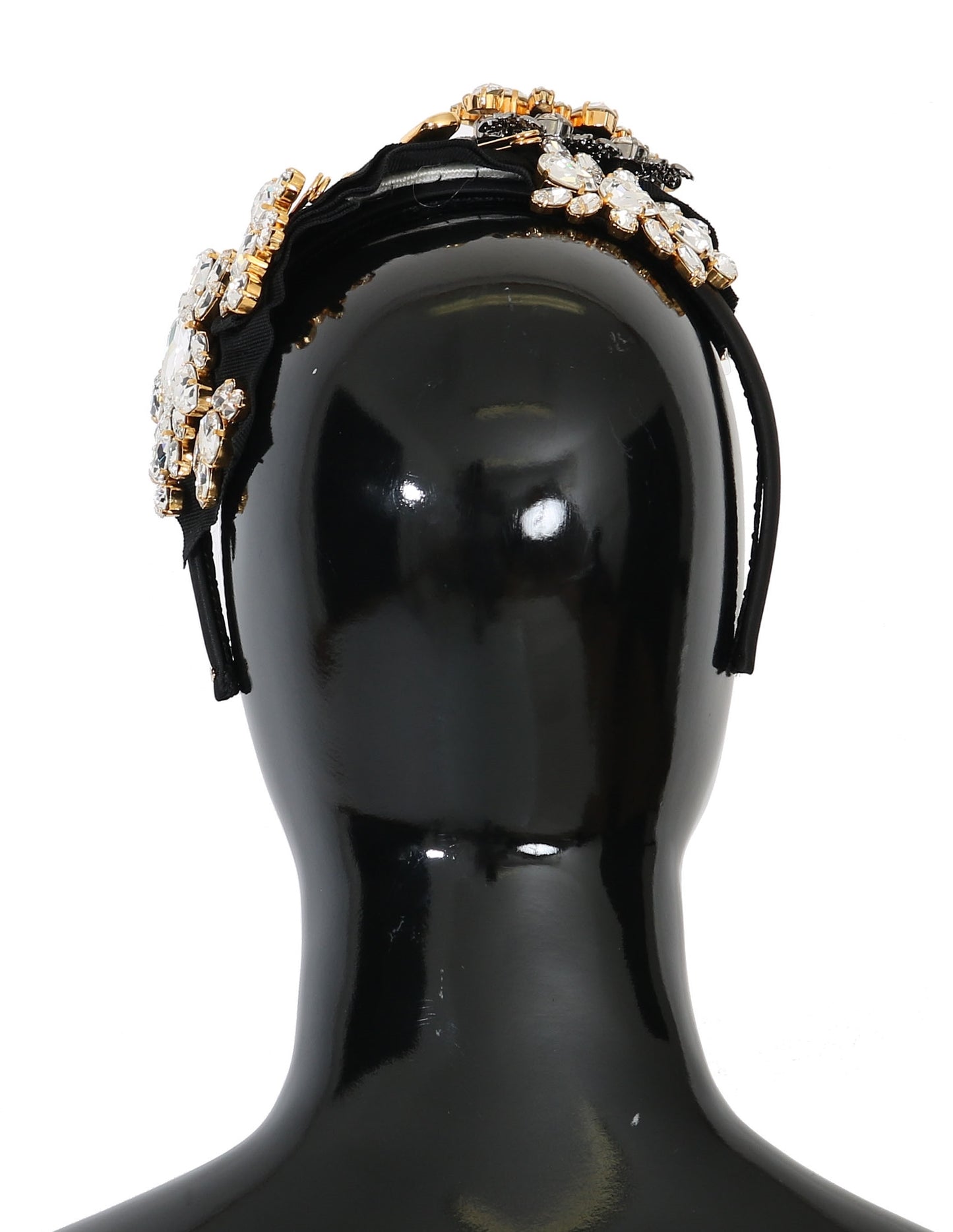 Dolce &amp; Gabbana Black Crystal White Hair Parrucchiera Headband Diadem