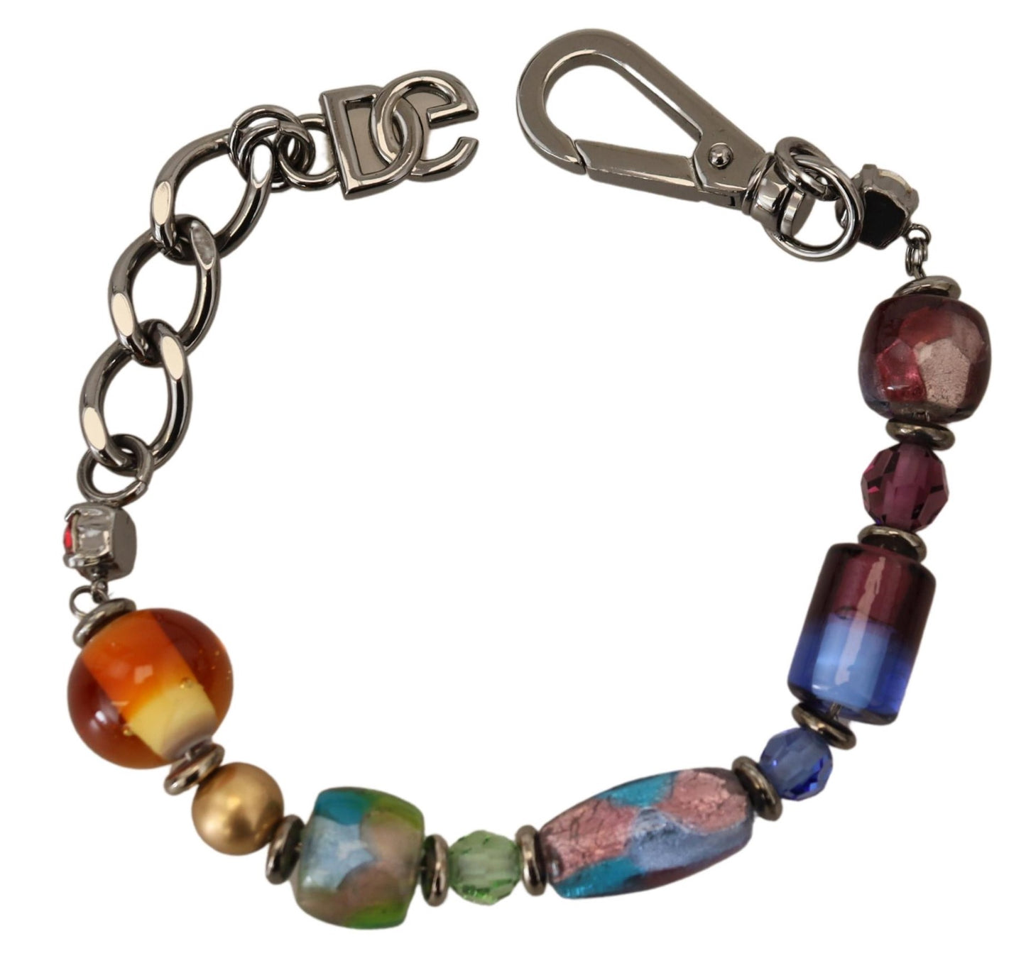 Bracciale Dolce &amp; Gabbana multicolore in argento con perline in ottone e chiusura a moschettone