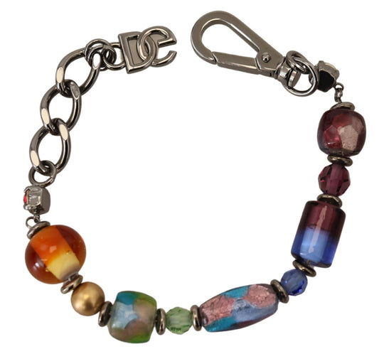 Bracciale Dolce &amp; Gabbana multicolore in argento con perline in ottone e chiusura a moschettone