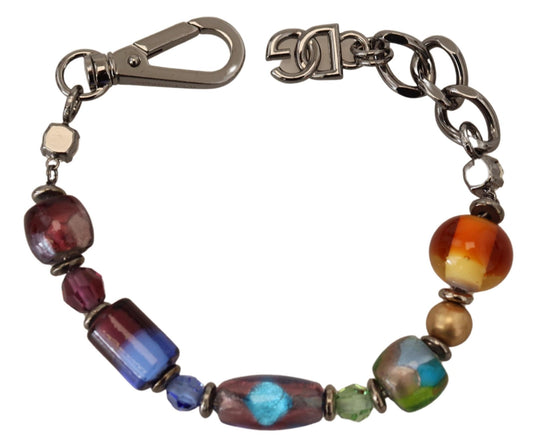 Bracciale Dolce &amp; Gabbana multicolore in argento con perline in ottone e chiusura a moschettone