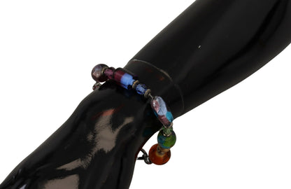 Bracciale Dolce &amp; Gabbana multicolore in argento con perline in ottone e chiusura a moschettone