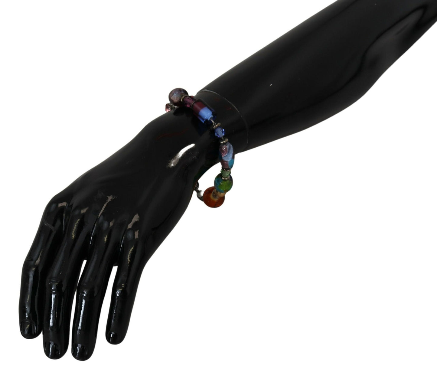 Bracciale Dolce &amp; Gabbana multicolore in argento con perline in ottone e chiusura a moschettone
