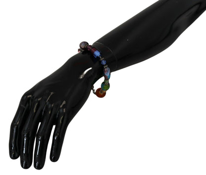 Bracciale Dolce &amp; Gabbana multicolore in argento con perline in ottone e chiusura a moschettone
