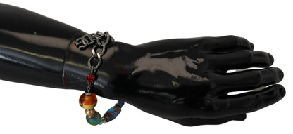 Bracciale Dolce &amp; Gabbana multicolore in argento con perline in ottone e chiusura a moschettone