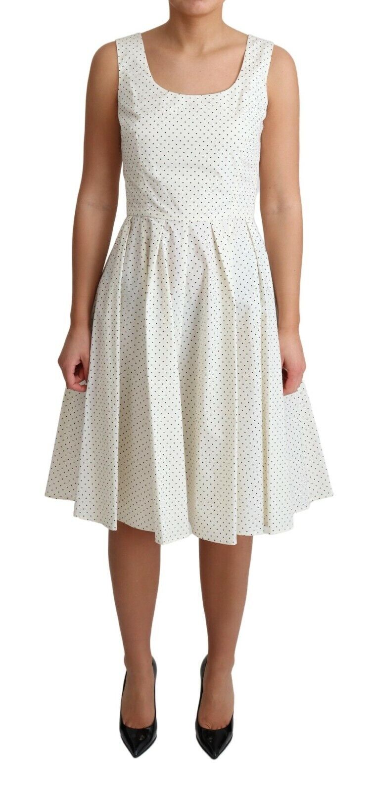 Abito a trapezio in cotone a pois bianchi Dolce &amp; Gabbana