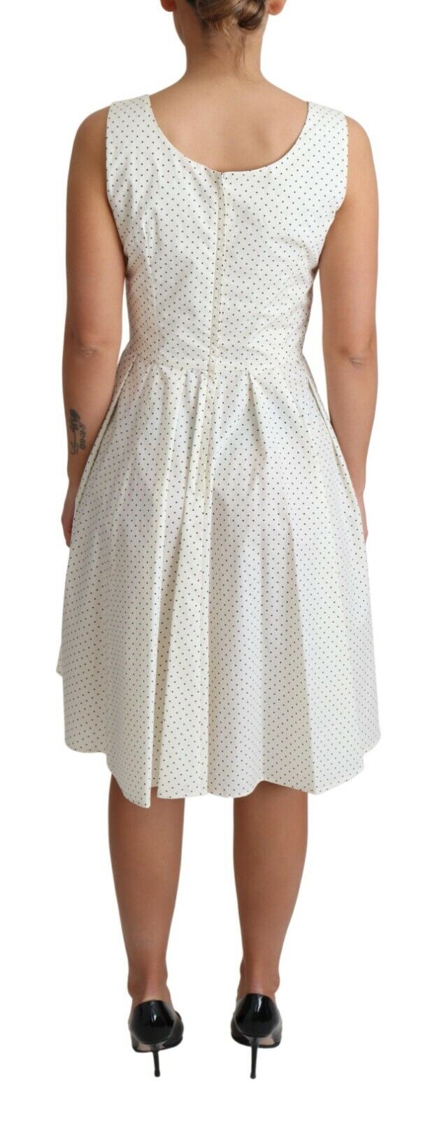 Abito a trapezio in cotone a pois bianchi Dolce &amp; Gabbana