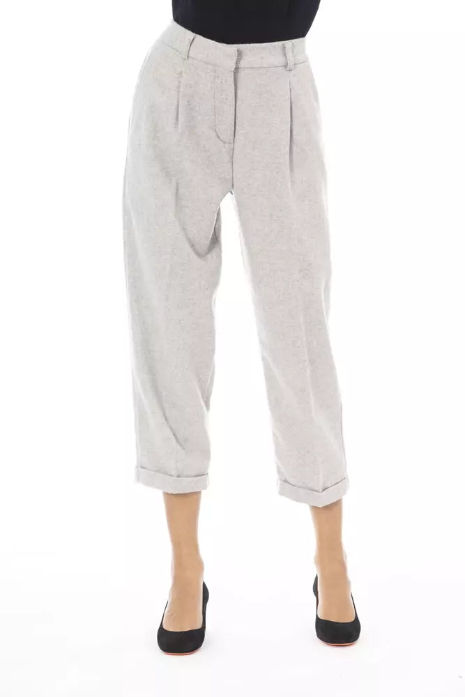 Pantaloni da donna in lana grigia Alpha Studio