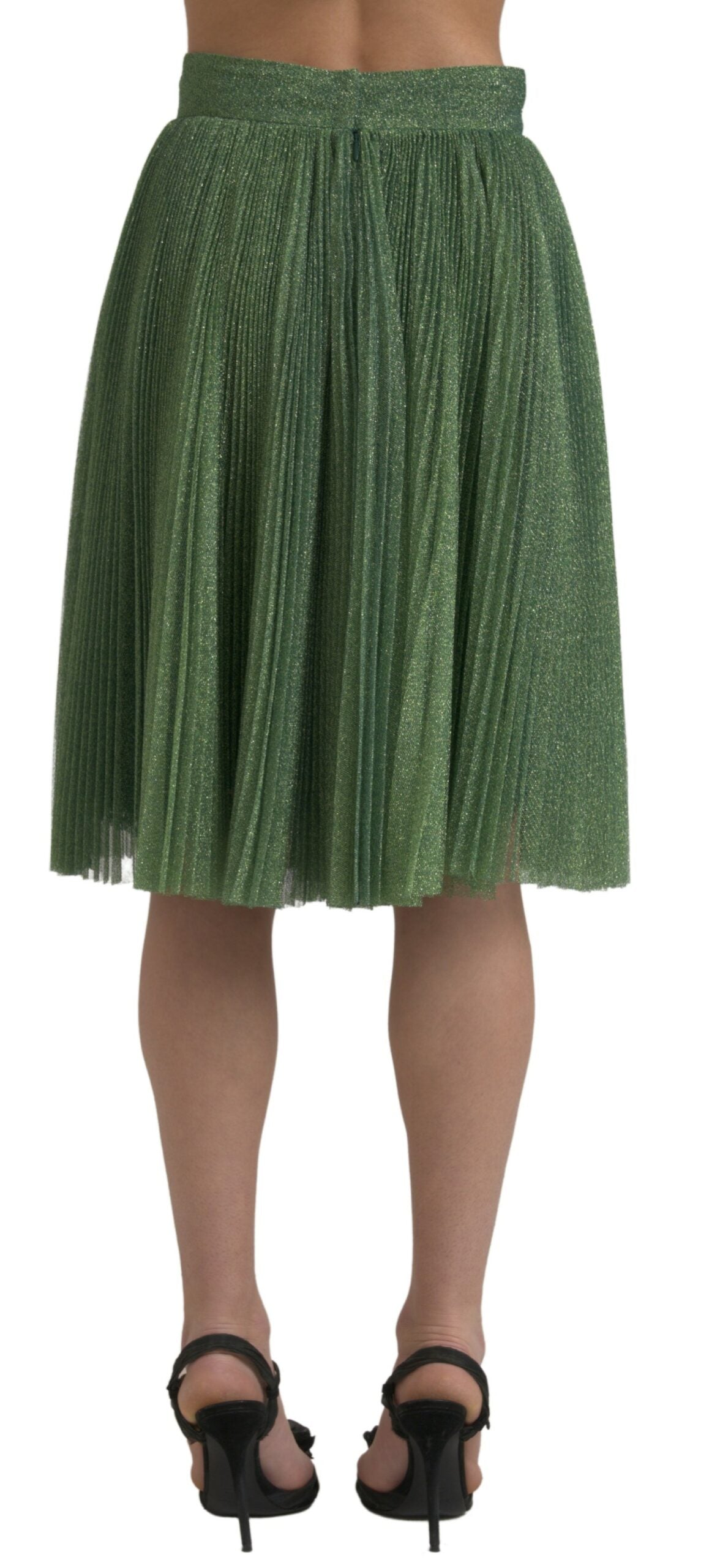 Gonna a pieghe a vita alta verde metallizzato Dolce &amp; Gabbana