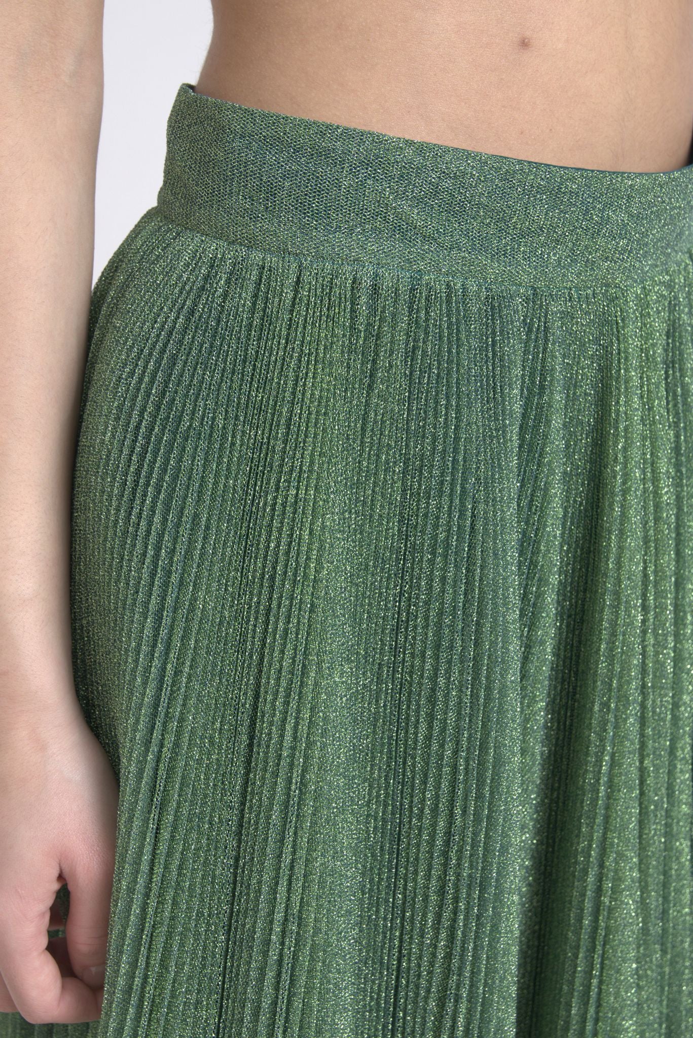 Gonna a pieghe a vita alta verde metallizzato Dolce &amp; Gabbana