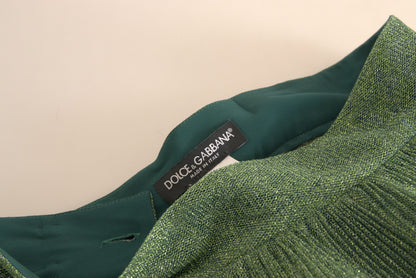Gonna a pieghe a vita alta verde metallizzato Dolce &amp; Gabbana