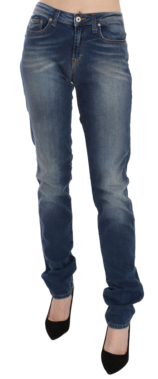 Jeans slim fit a vita media in denim lavato blu Fiorucci