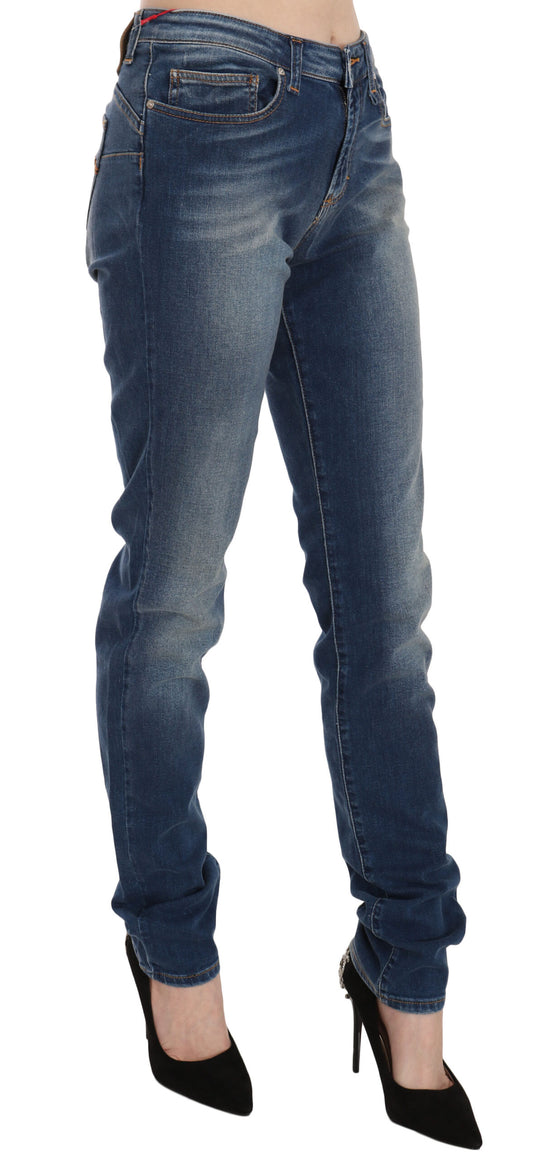 Jeans slim fit a vita media in denim lavato blu Fiorucci