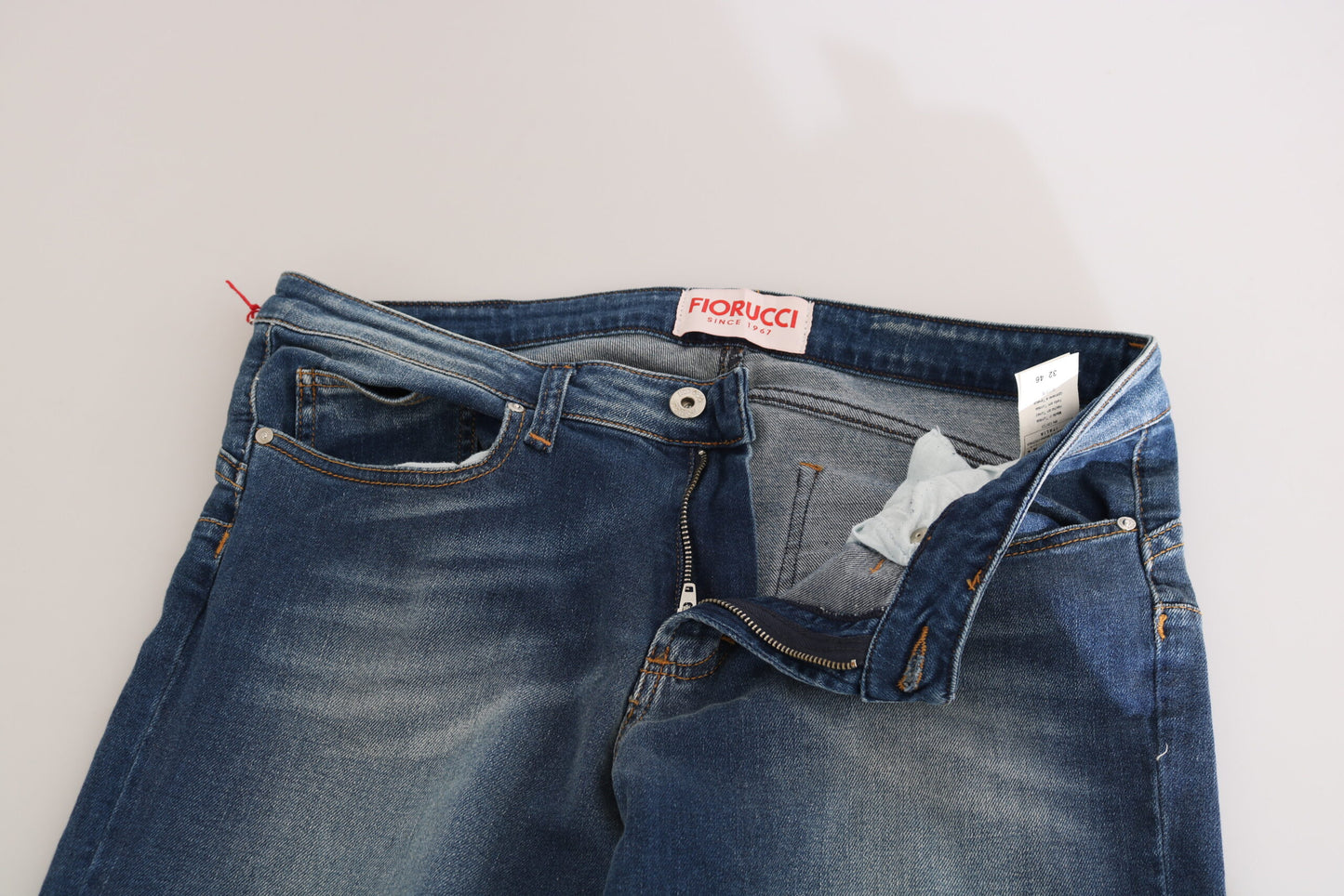 Jeans slim fit a vita media in denim lavato blu Fiorucci