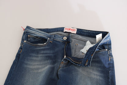 Jeans slim fit a vita media in denim lavato blu Fiorucci