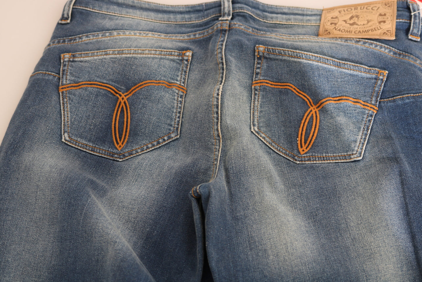 Jeans slim fit a vita media in denim lavato blu Fiorucci