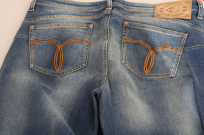 Jeans slim fit a vita media in denim lavato blu Fiorucci