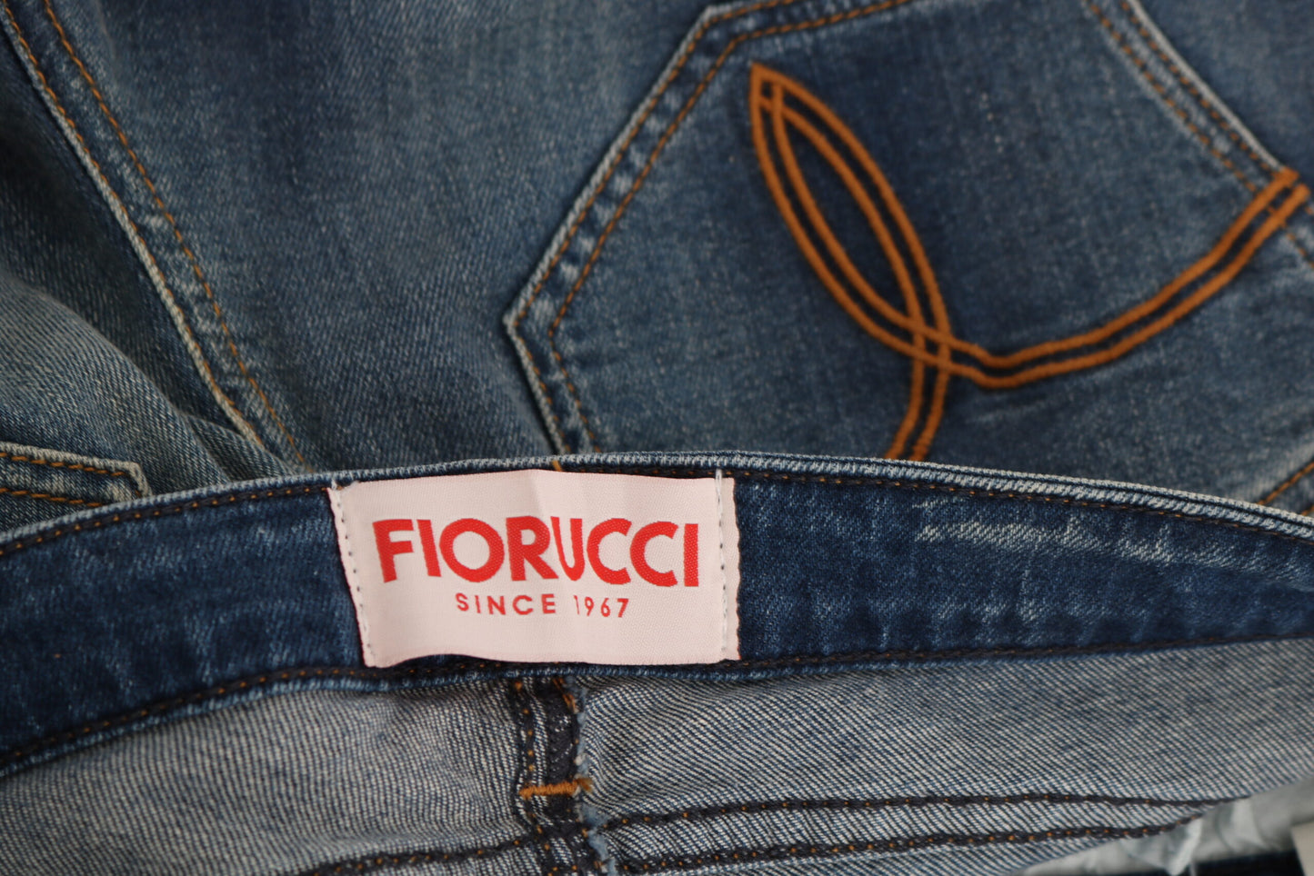 Jeans slim fit a vita media in denim lavato blu Fiorucci