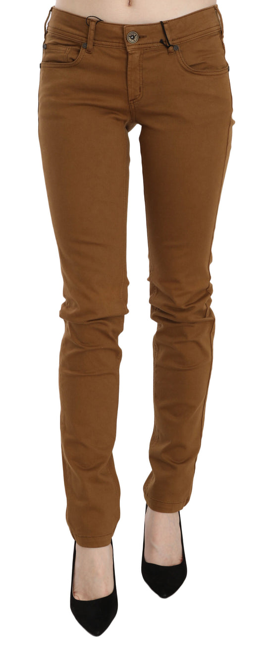 Jeans skinny slim fit a vita media in cotone marrone PLEIN SUD