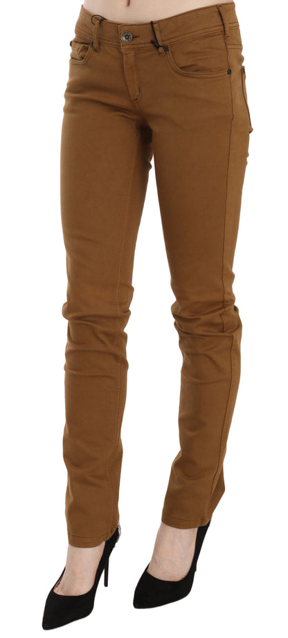 Jeans skinny slim fit a vita media in cotone marrone PLEIN SUD