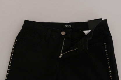 Jeans skinny a vita media con decorazioni nere Costume National