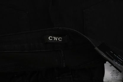 Jeans skinny a vita media con decorazioni nere Costume National