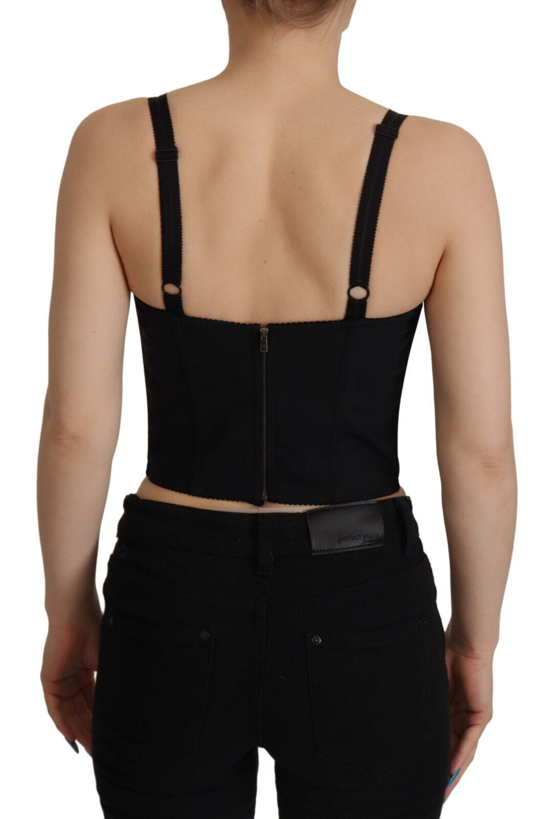 Dolce &amp; Gabbana Top corto con corsetto e camicetta Sicily in patchwork nero
