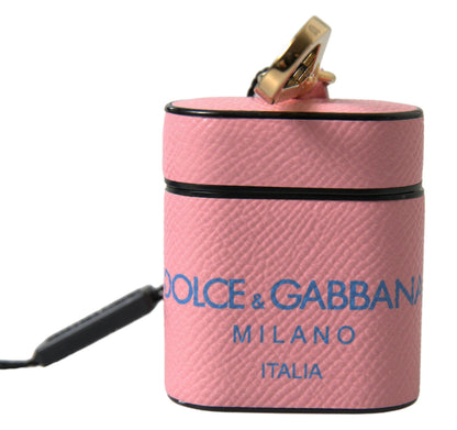 Custodia per Airpods con cinturino stampato in pelle di vitello rosa e blu Dolce &amp; Gabbana