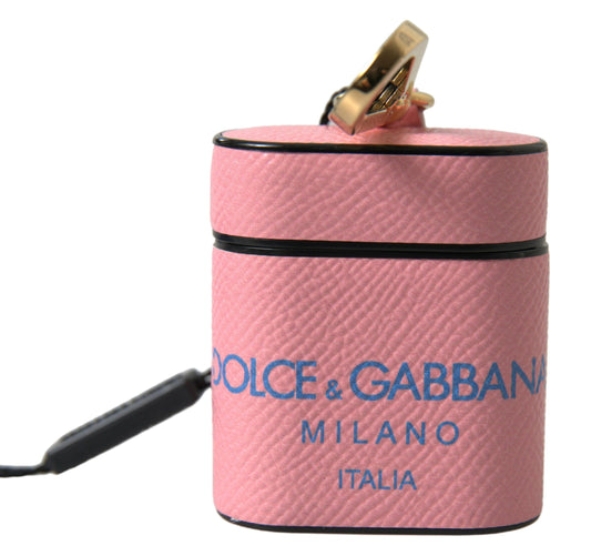 Custodia per Airpods con cinturino stampato in pelle di vitello rosa e blu Dolce &amp; Gabbana