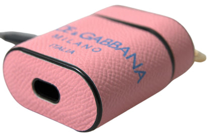 Custodia per Airpods con cinturino stampato in pelle di vitello rosa e blu Dolce &amp; Gabbana