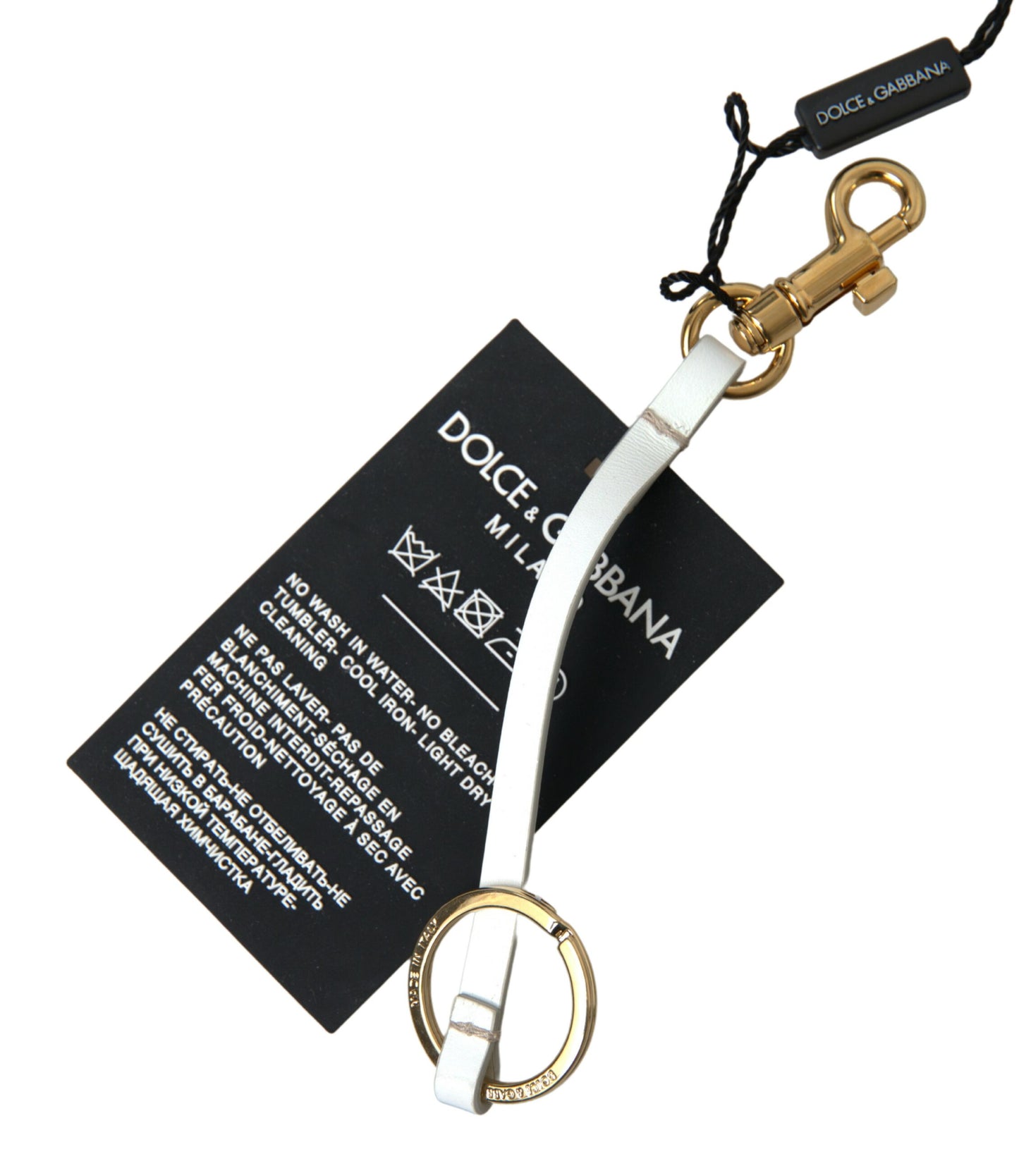 Portachiavi in ​​ottone dorato con logo DG in silicone nero Dolce &amp; Gabbana