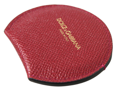 Portaspecchietto rotondo in pelle di vitello rossa Dolce &amp; Gabbana