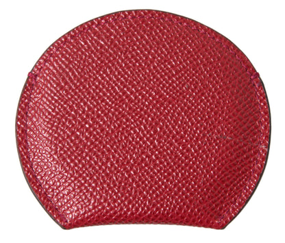 Portaspecchietto rotondo in pelle di vitello rossa Dolce &amp; Gabbana