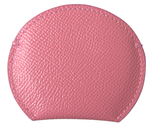 Portaspecchietto rotondo con stampa logo Dolce &amp; Gabbana in pelle di vitello rosa