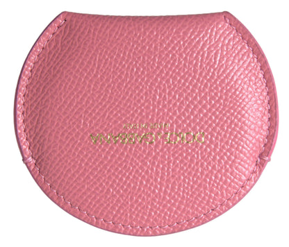 Portaspecchietto rotondo con stampa logo Dolce &amp; Gabbana in pelle di vitello rosa