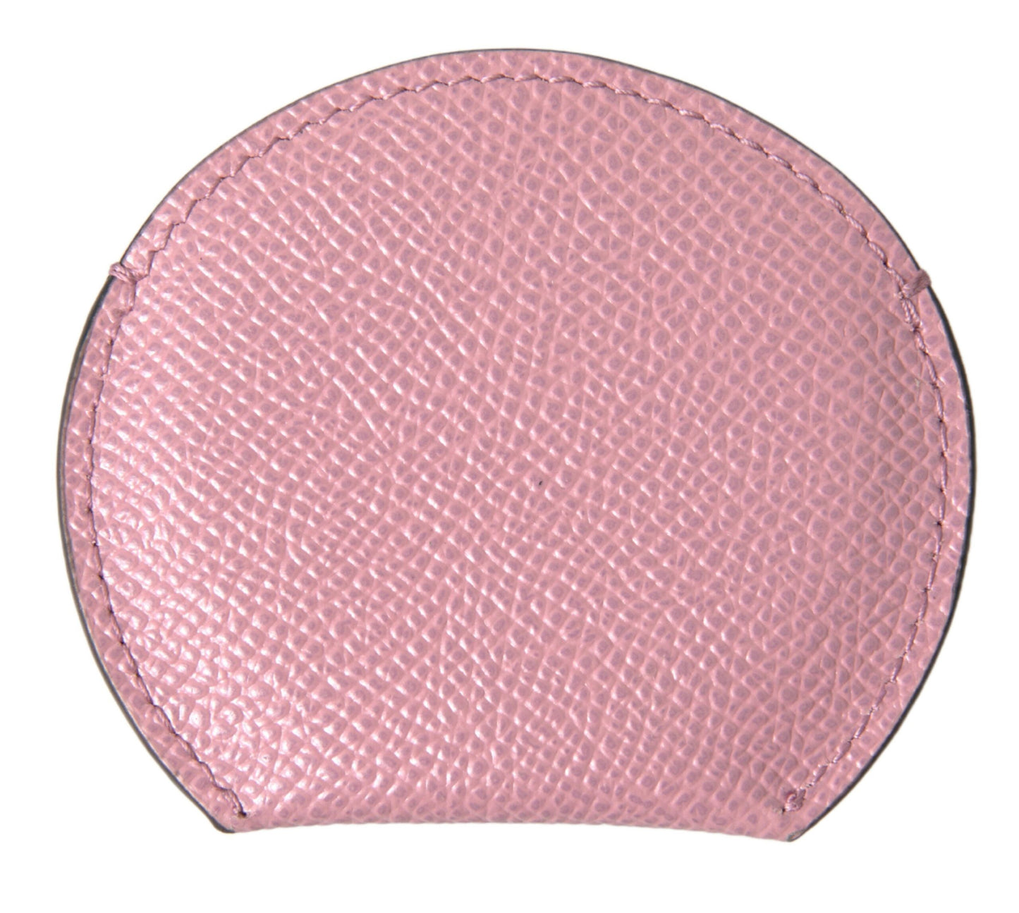 Portaspecchietto rotondo con stampa logo Dolce &amp; Gabbana in pelle di vitello rosa