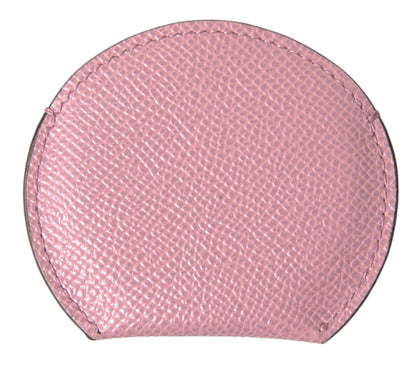 Portaspecchietto rotondo con stampa logo Dolce &amp; Gabbana in pelle di vitello rosa