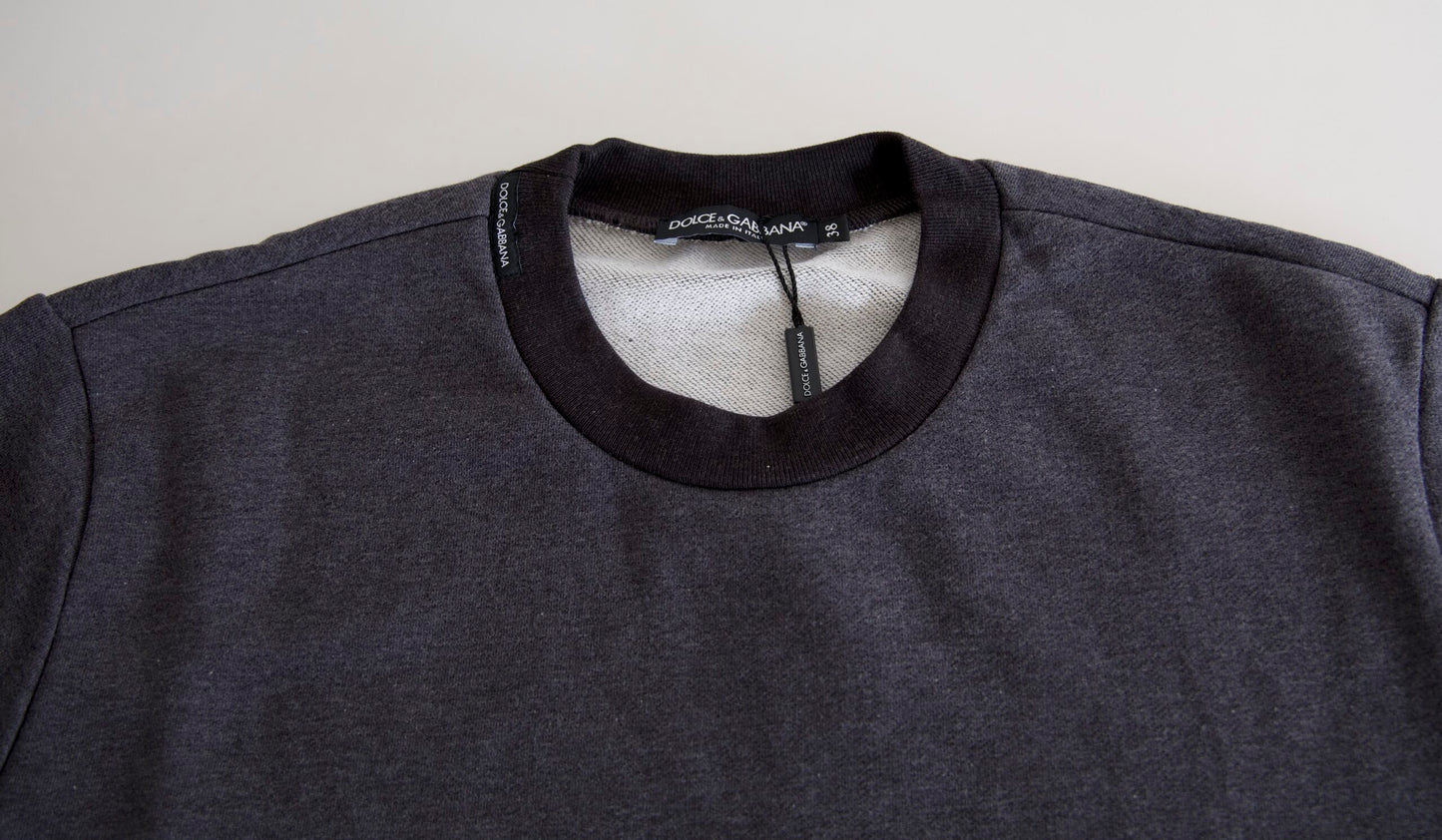 Dolce &amp; Gabbana Maglione girocollo in cotone grigio scuro