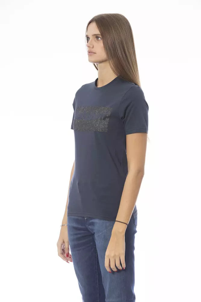 T-shirt da donna in cotone blu Baldinini Trend