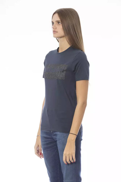 T-shirt da donna in cotone blu Baldinini Trend