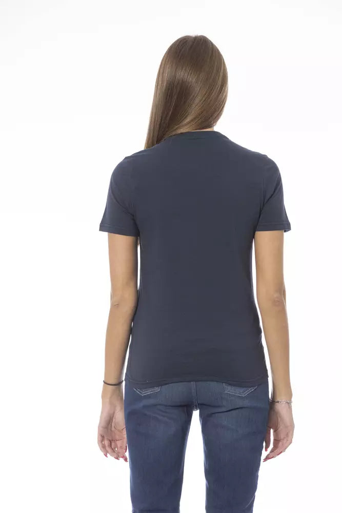 T-shirt da donna in cotone blu Baldinini Trend