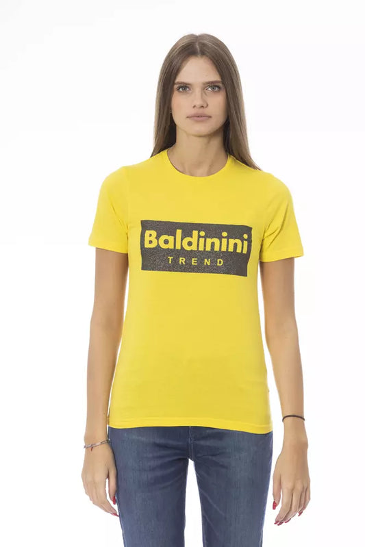 T-shirt da donna in cotone giallo Baldinini Trend