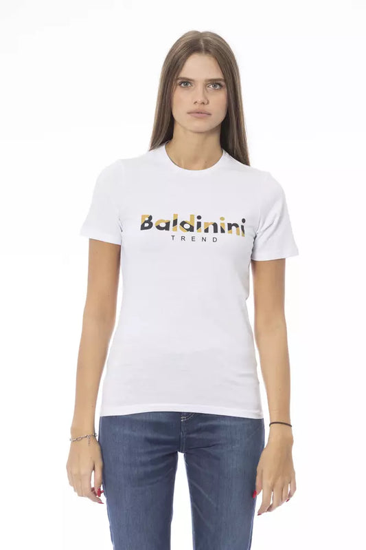 T-shirt da donna in cotone bianco Baldinini Trend