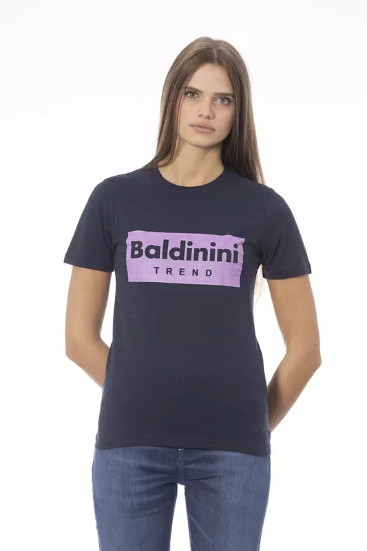 T-shirt da donna in cotone blu Baldinini Trend