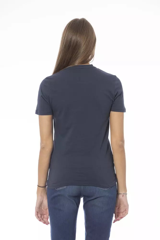 T-shirt da donna in cotone blu Baldinini Trend