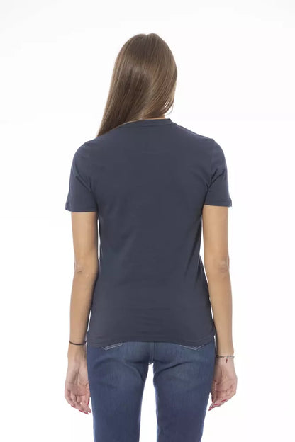 T-shirt da donna in cotone blu Baldinini Trend