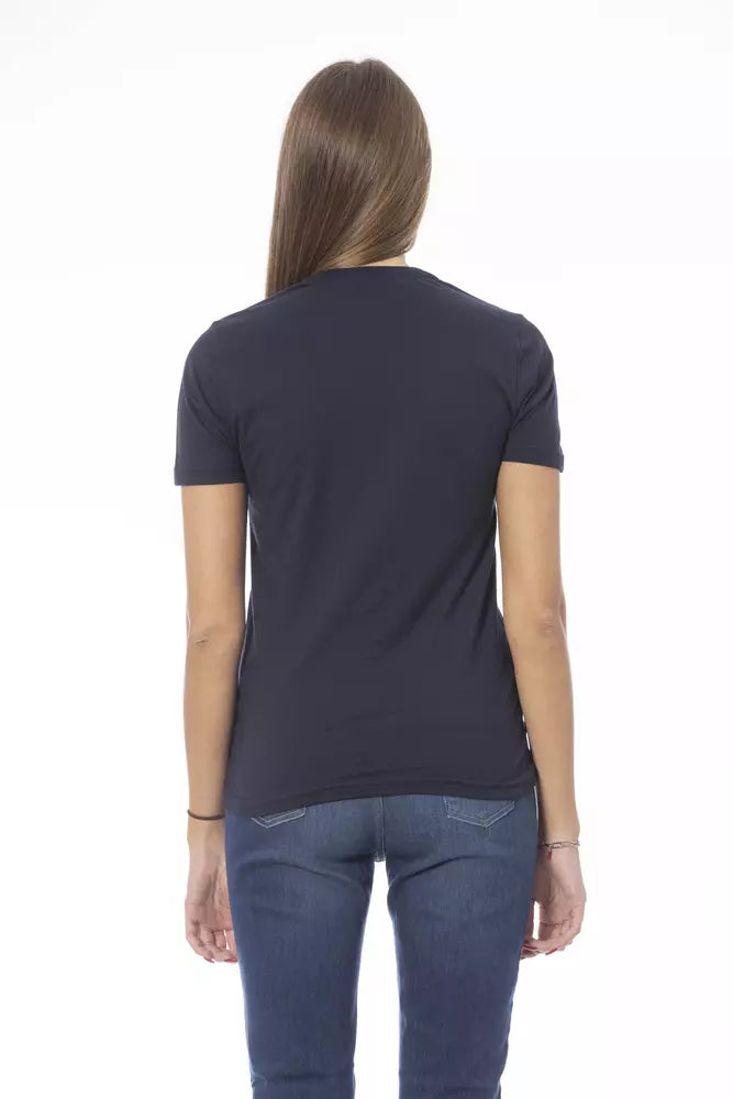 T-shirt da donna in cotone blu Baldinini Trend