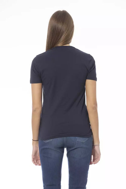 T-shirt da donna in cotone blu Baldinini Trend