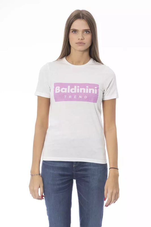 T-shirt da donna in cotone bianco Baldinini Trend