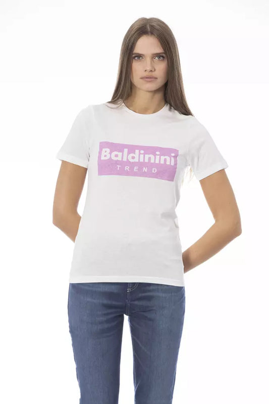 T-shirt da donna in cotone bianco Baldinini Trend